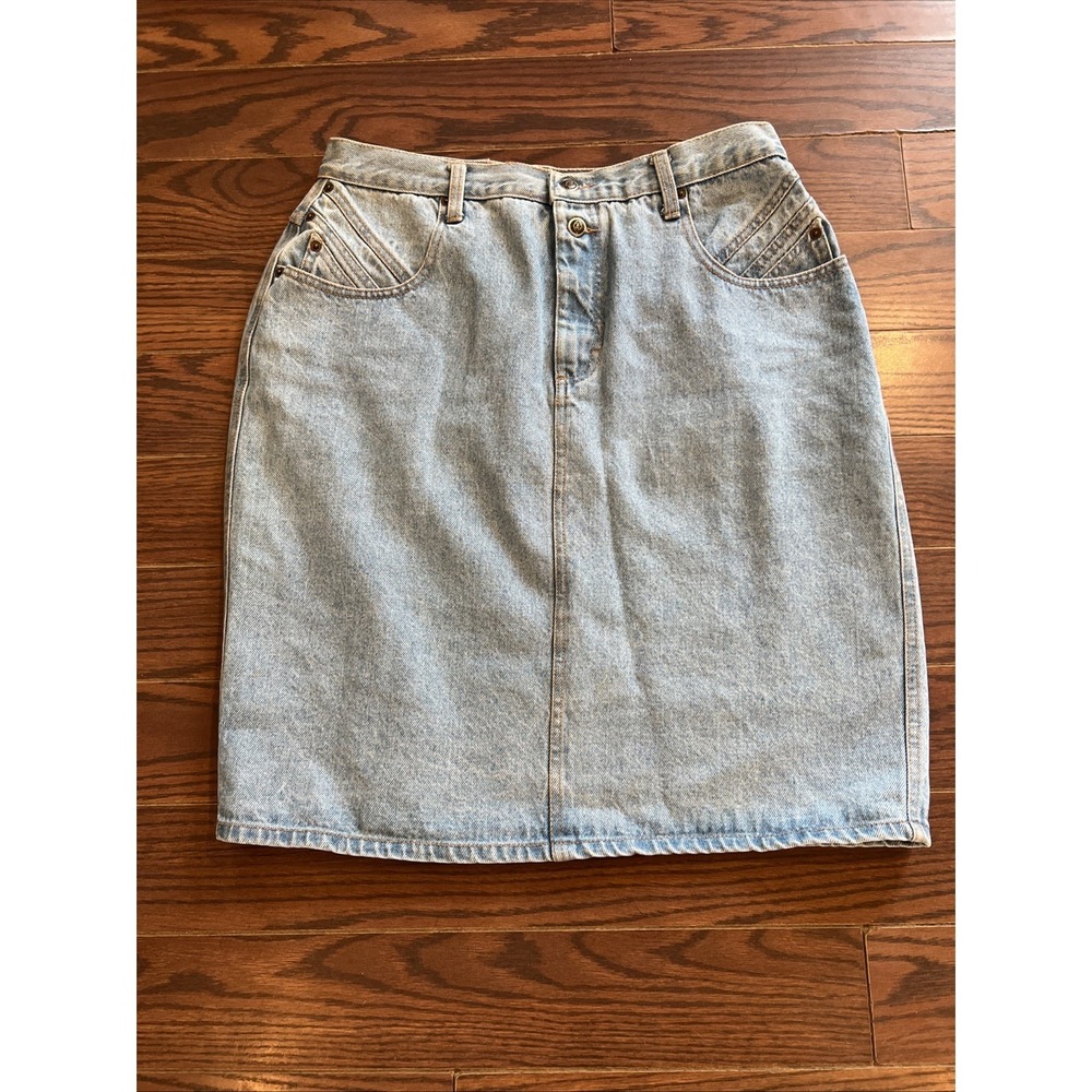 Vintage Zena Light Wash 90's Denim Pencil Skirt Sz 16 Womens
